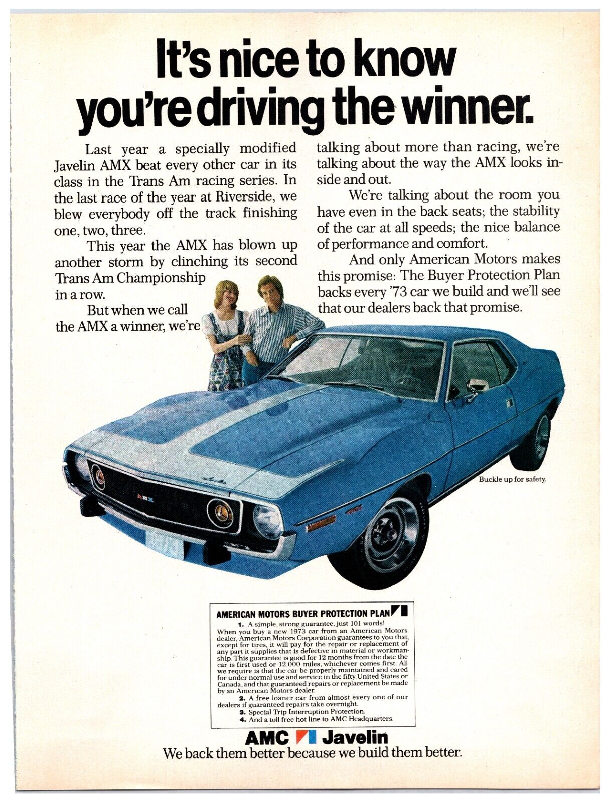 Vintage Original 1973 AMC Javelin Car - Original Print Ad (8 x 10.5)