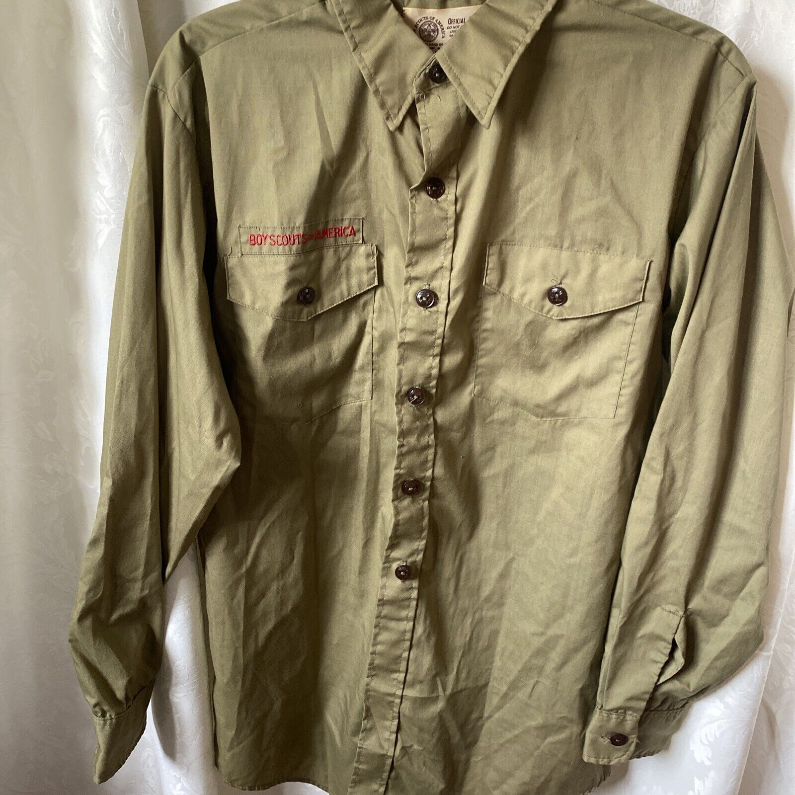 Boy Scouts Of American 1970s Long Sleeve Shirt Neck 15.5