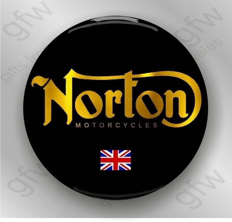 Norton Motorcycle + Union Jack - Large Button Badge - 58mm diam