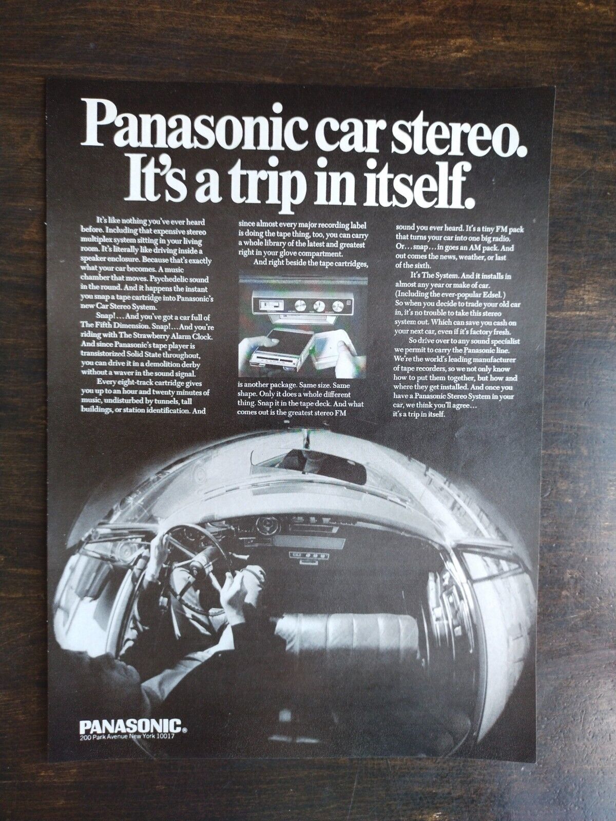 Vintage 1969 Panasonic 8 Track Car Stereo Full Page Original Ad 1223