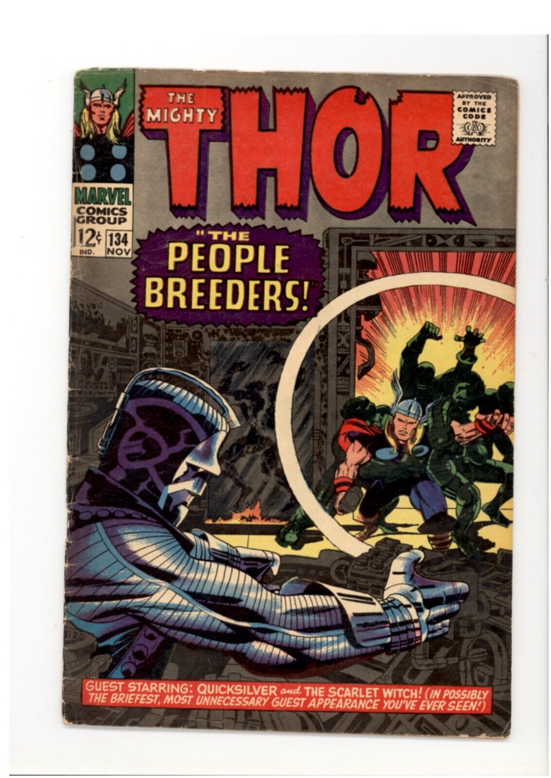 Thor 134 VG/F People Breeders Jack Kirby Cover 1966