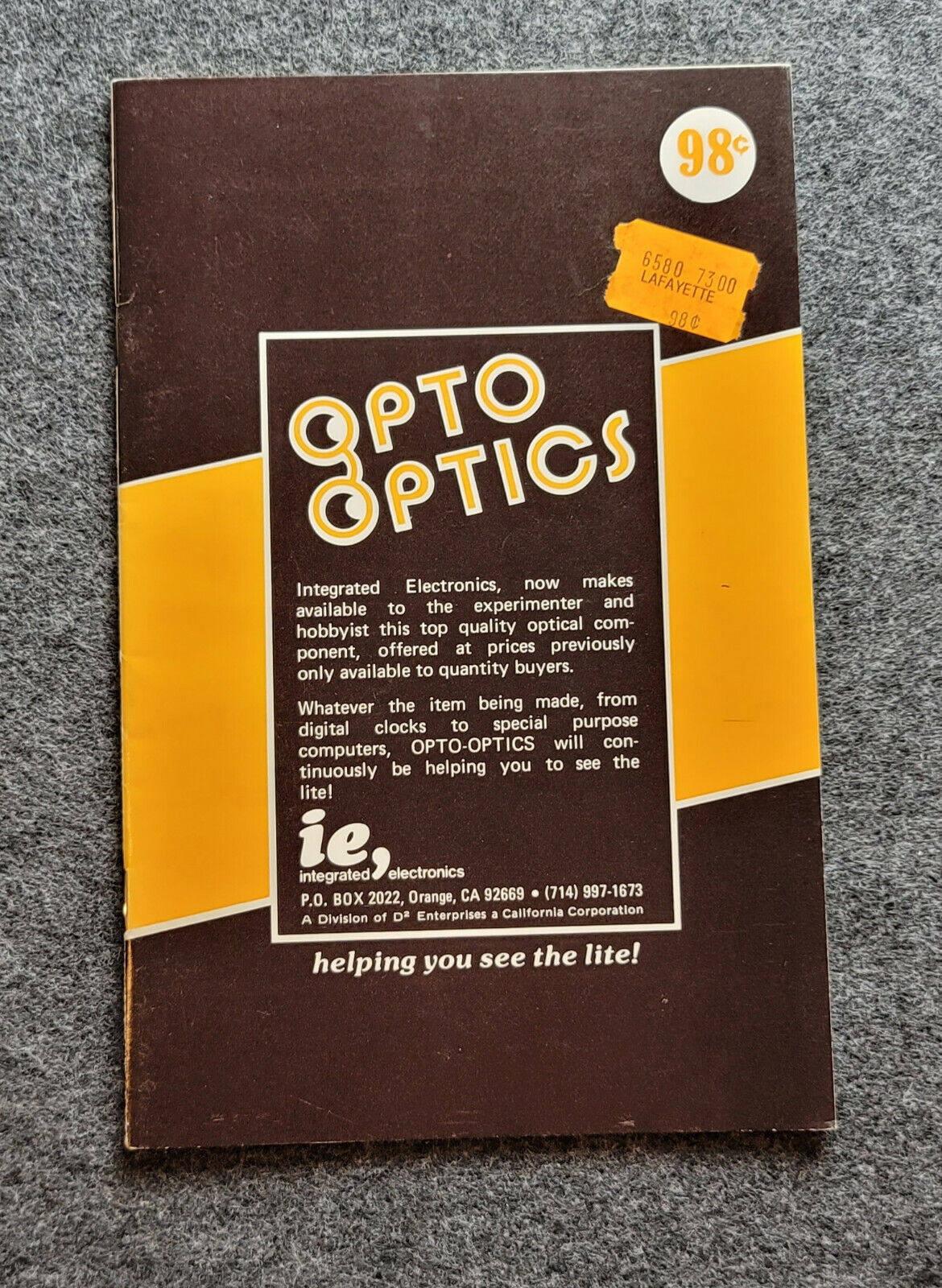 OPTO OPTICS Brochure-Pamphlet Integrated Electornics Digital Clocks to Computers