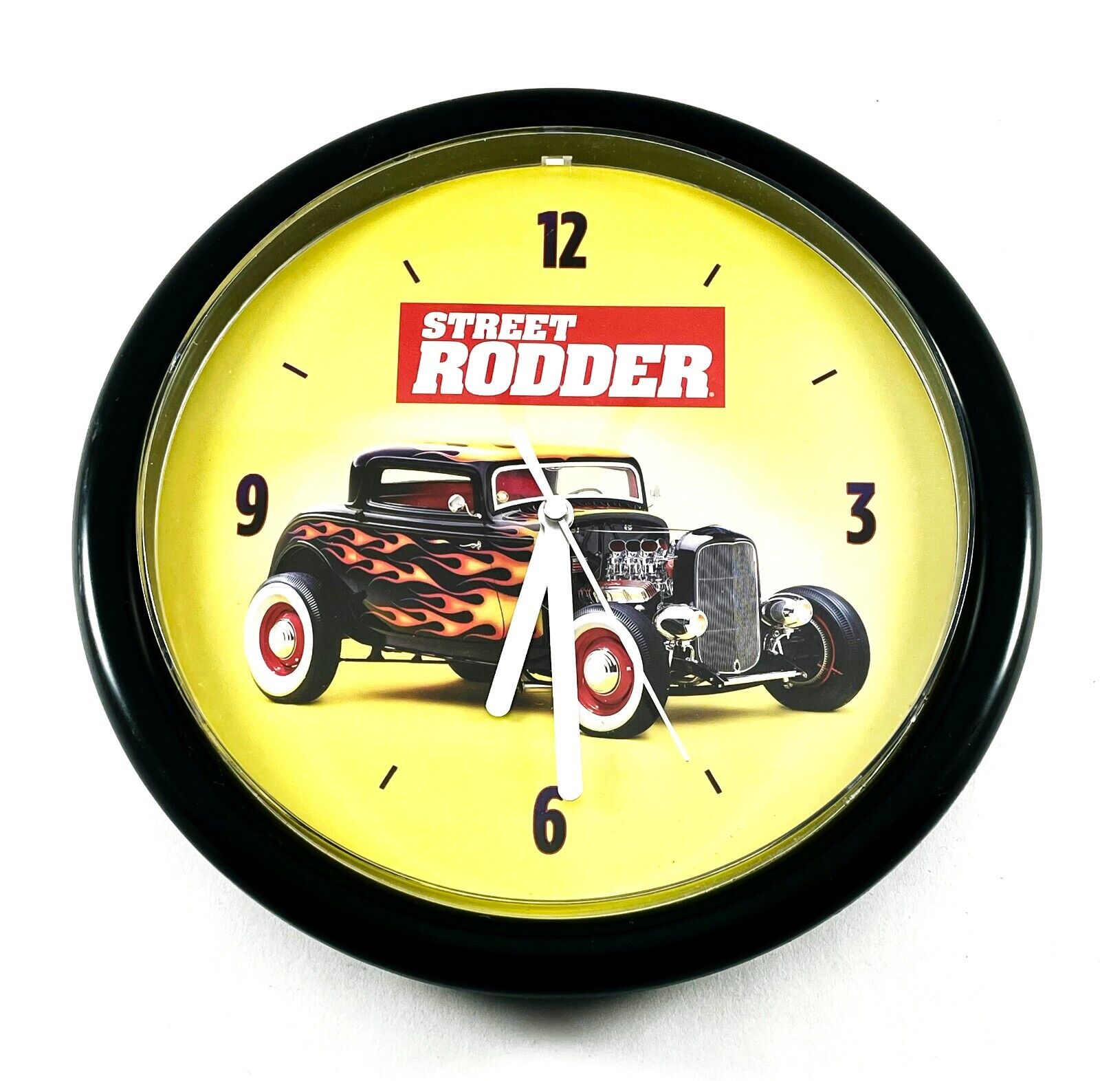 Street Rodder Magazine Classic Car with Flames Wall Garage Clock 10\
