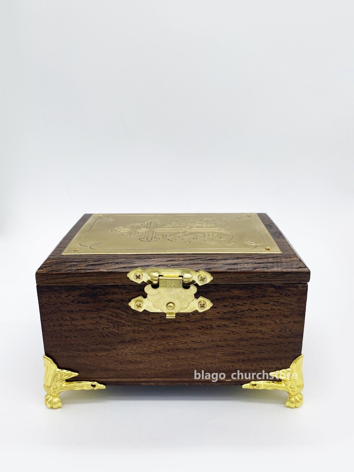 Elegant Wooden Ortxodox Baptismal Box with Exquisite Detailing 3.54'