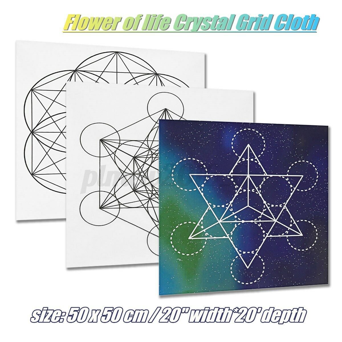 Flower Of Life Crystal Grid Cloth  50*50CM Sacred Geometry Healing   v $ r*