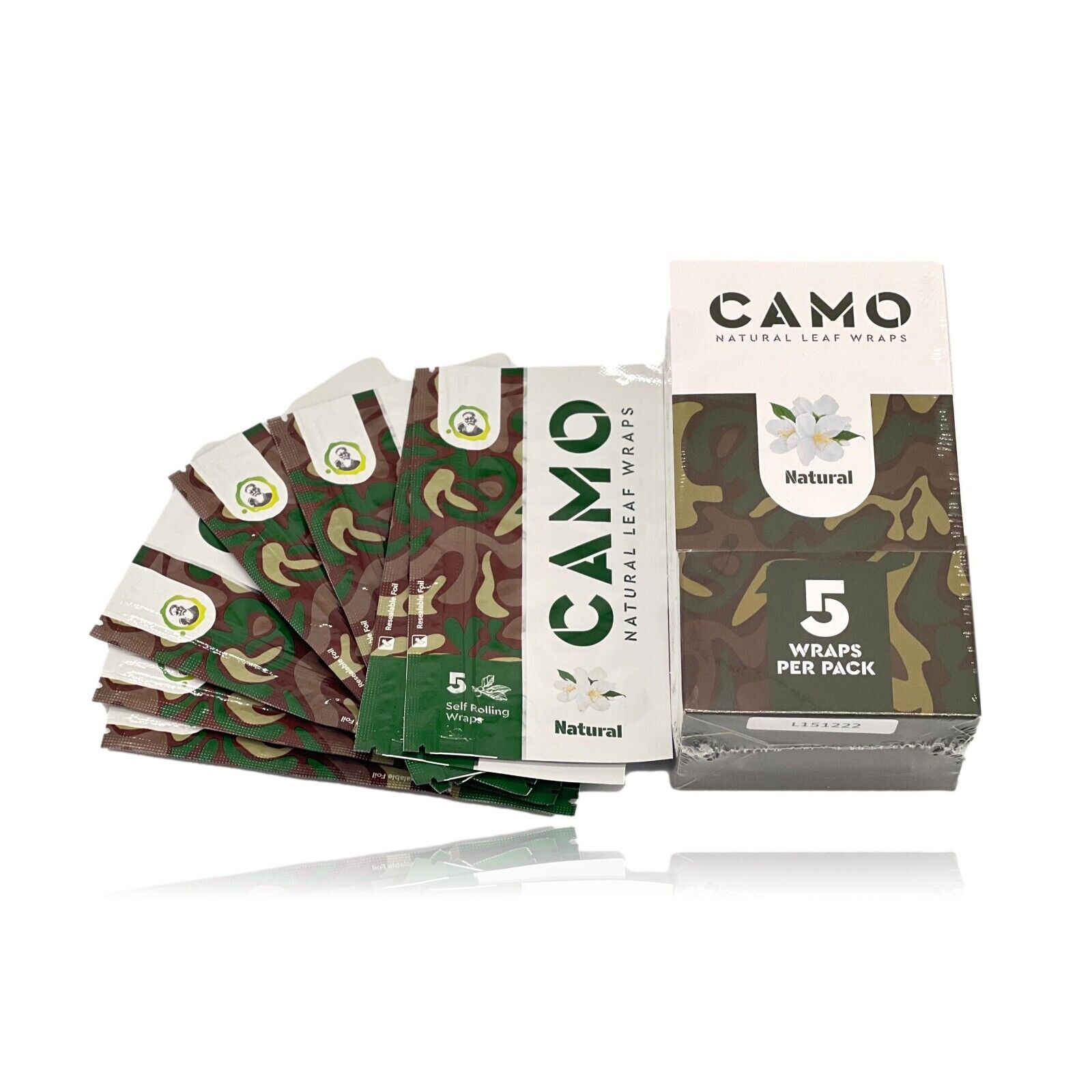 CAMO Self-Rolling Wraps 125 wraps - Natural  Flavor (Full Box) FAST SHIPPING