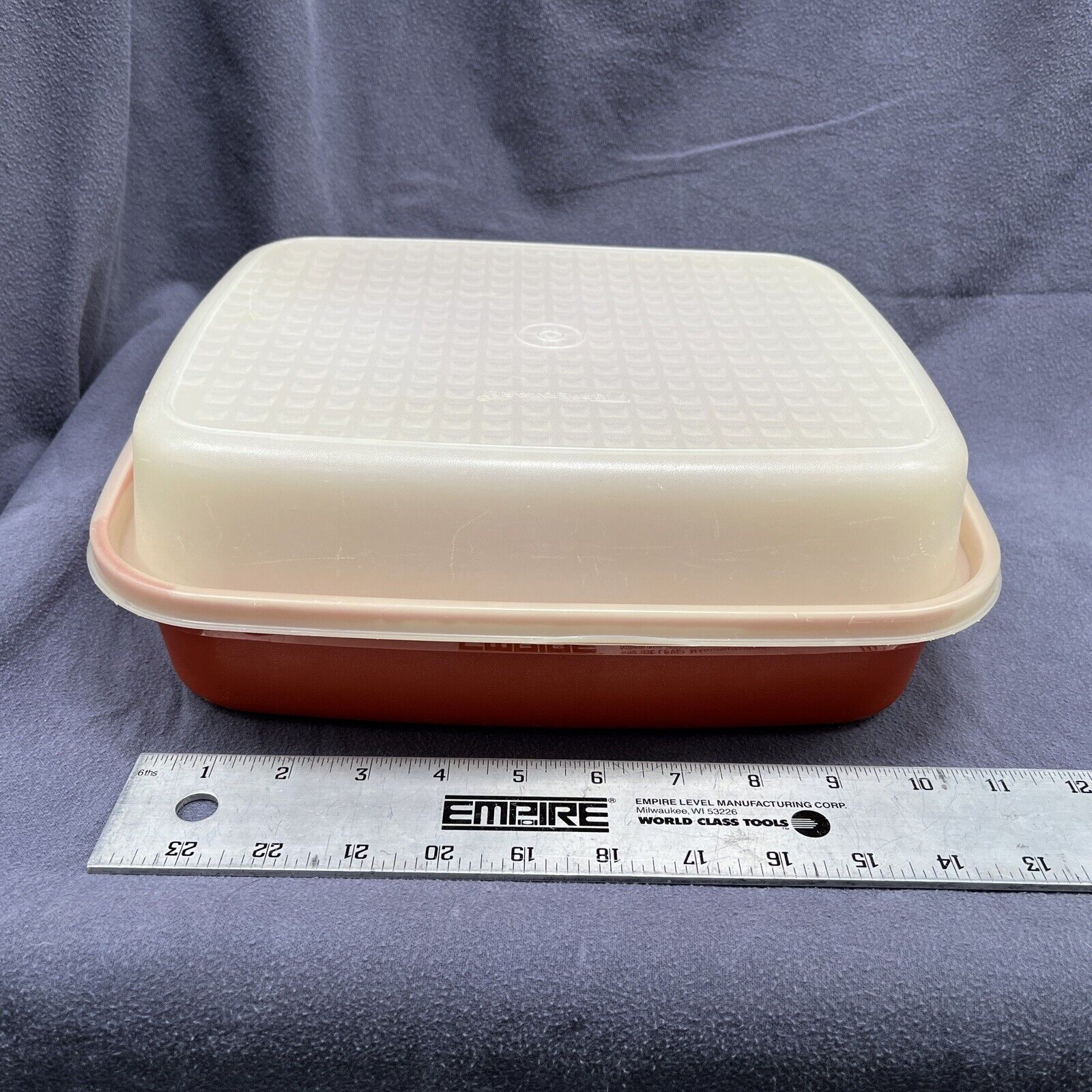 Vintage Tupperware 1294-5, 1295-4 Meat Marinade Keeper Container Paprika Red