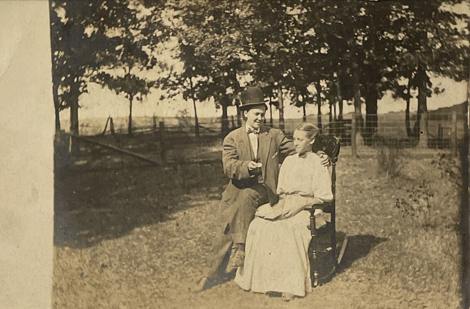 RPPC Postcard Couple Posing Token Affection People Portrait Real Photo Vintage