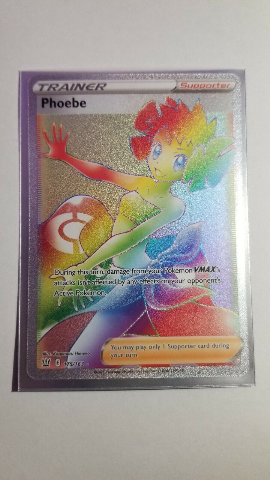 Pokémon Phoebe full art rainbow Trainer Support 175/163 Sword Shield Fresh out 