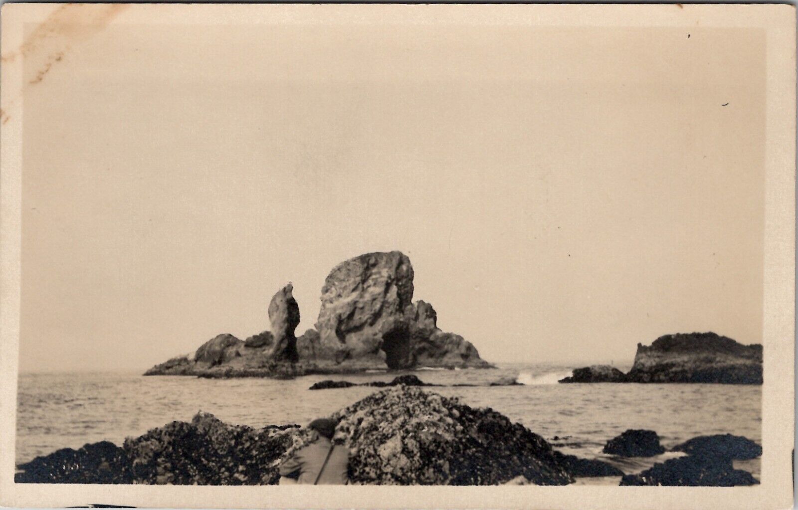 RPPC Beautiful Ocean View if the Sea Stacks Stone Structure Photo Postcard Y4