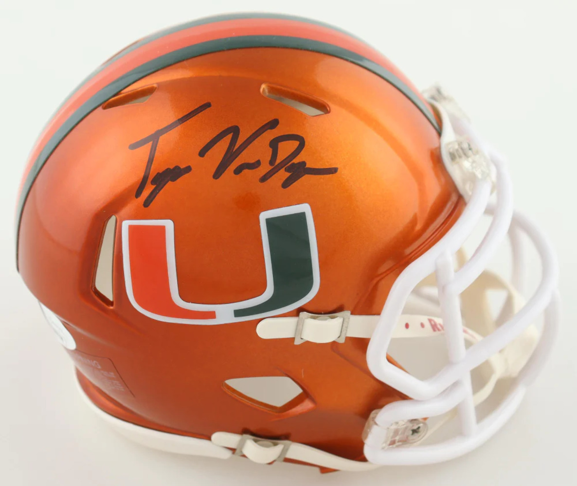 Tyler Van Dyke Signed Miami Hurricanes Flash Alternate Speed Mini Helmet (JSA)