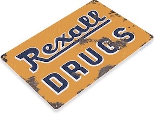 REXALL DRUGS 11 X 8 TIN SIGN PHARMACY RX DIME STORE SODA FOUNTAIN METAL POSTER