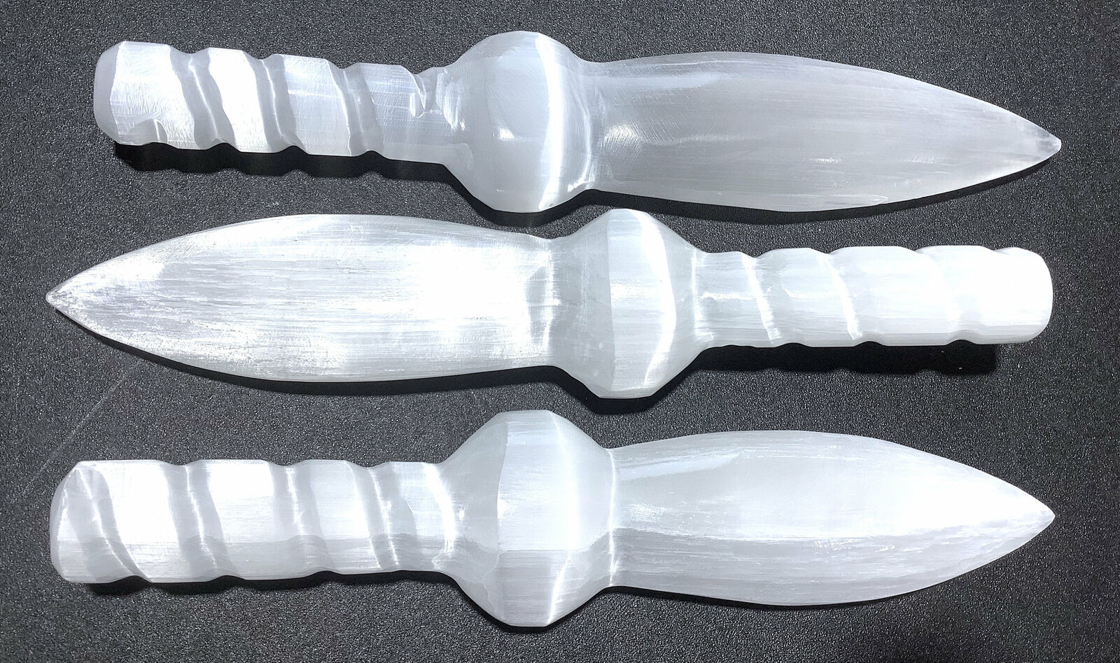 Selenite Sword - Swirl Handle White Crystal Dagger - Gemstone Knife 7 - 8 Inches