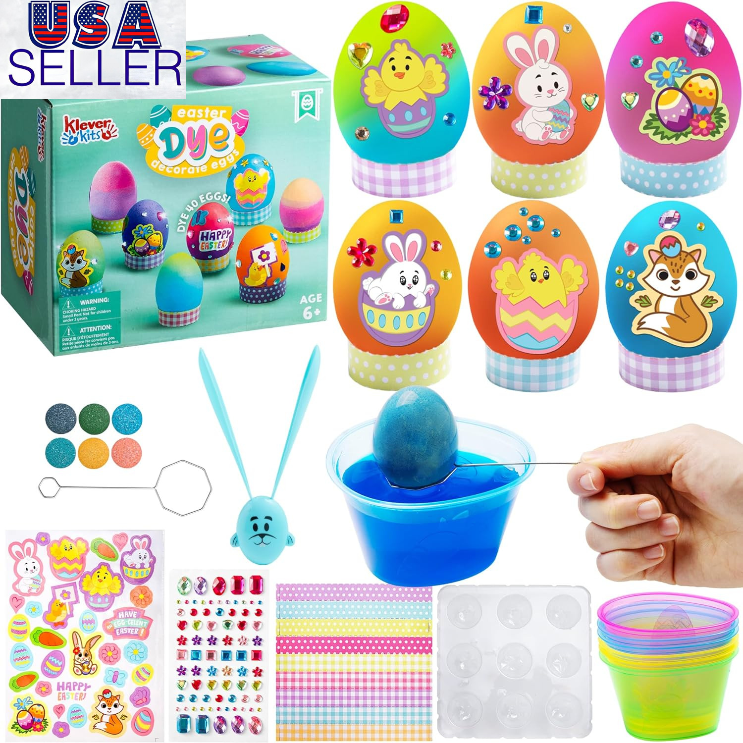 Klever Kits 20Pcs DIY Easter Egg Decorating Kit, Dye Kit with Gradient Color Tab