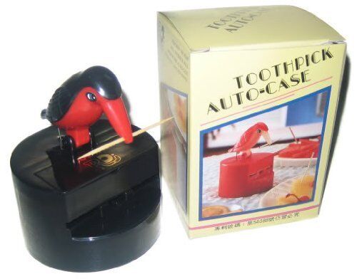 Toothpick Dispenser (Bird) Color: Red / Black NEW