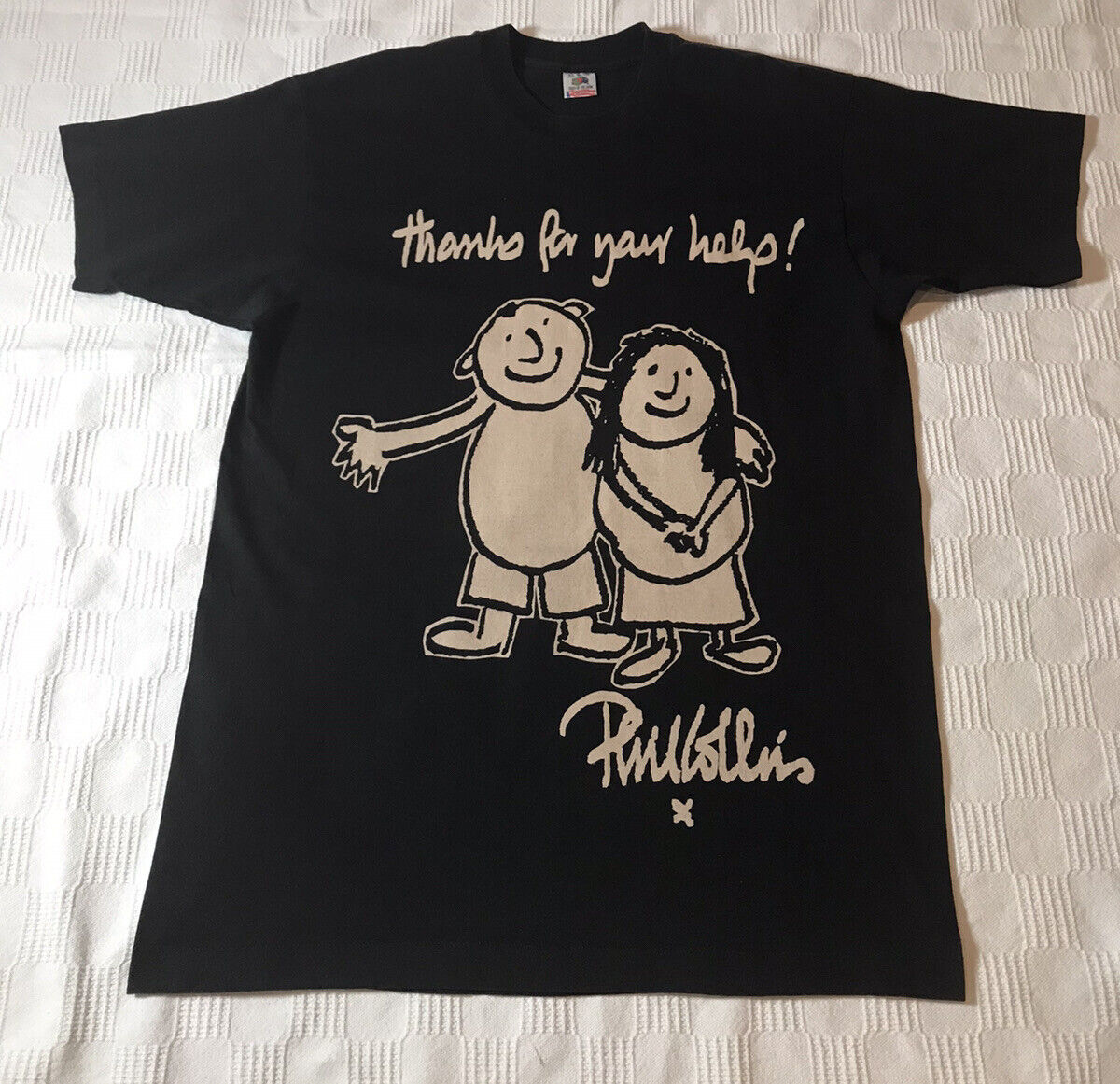 Vintage 90’s Phil Collins Concert Tour Volunteer T-Shirt Thanks For Your Help XL