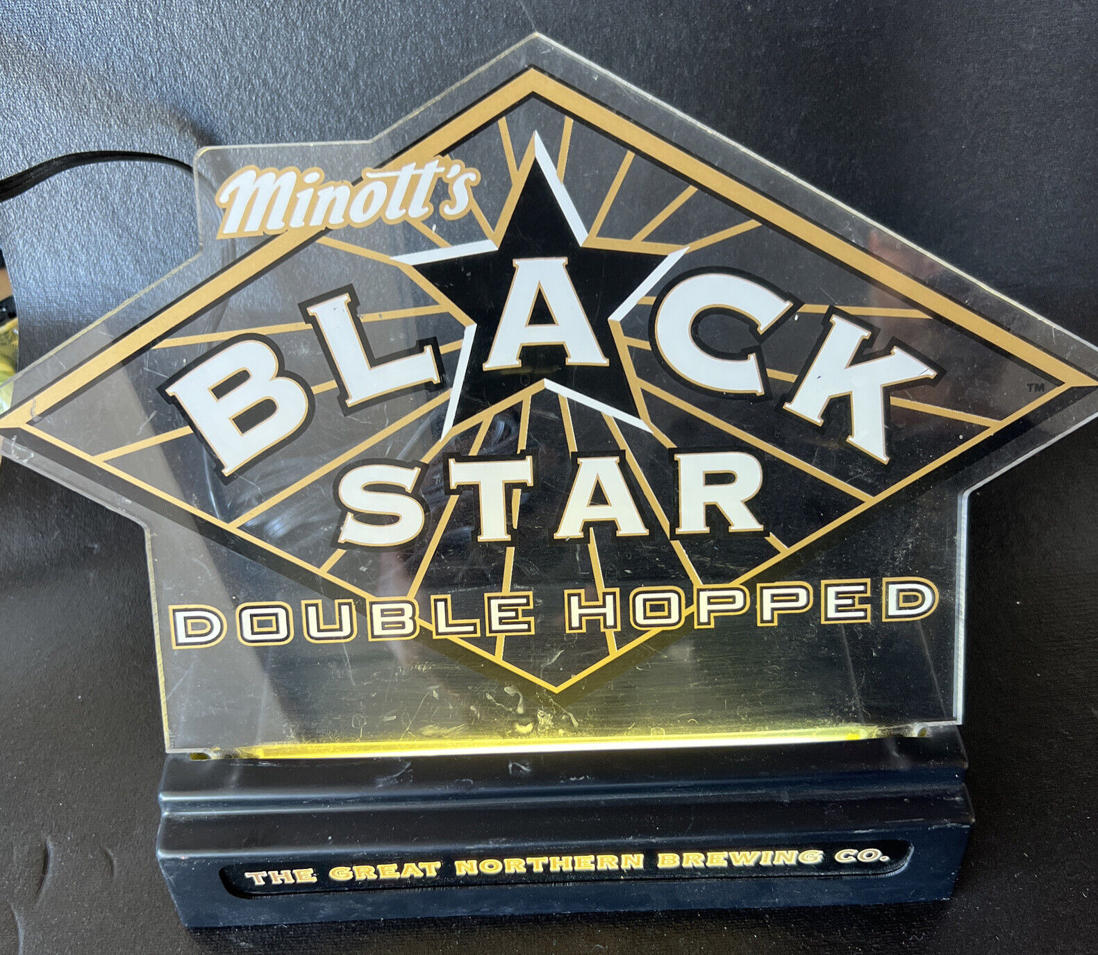 VINTAGE MINOTT’S BLACK STAR BEER Lighted COUNTER Sign GREAT NORTHERN BREWING Co.
