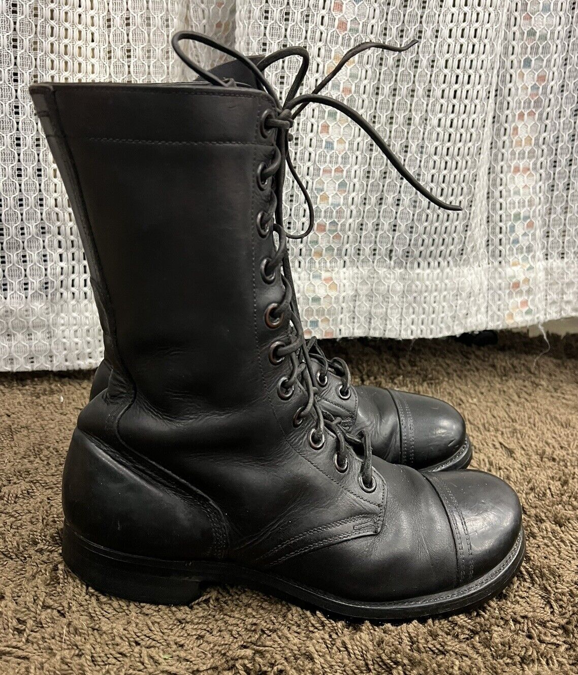 US Army Black Combat Boots Wingfoot BF Goodrich Soles Korean War Men Size 8.5