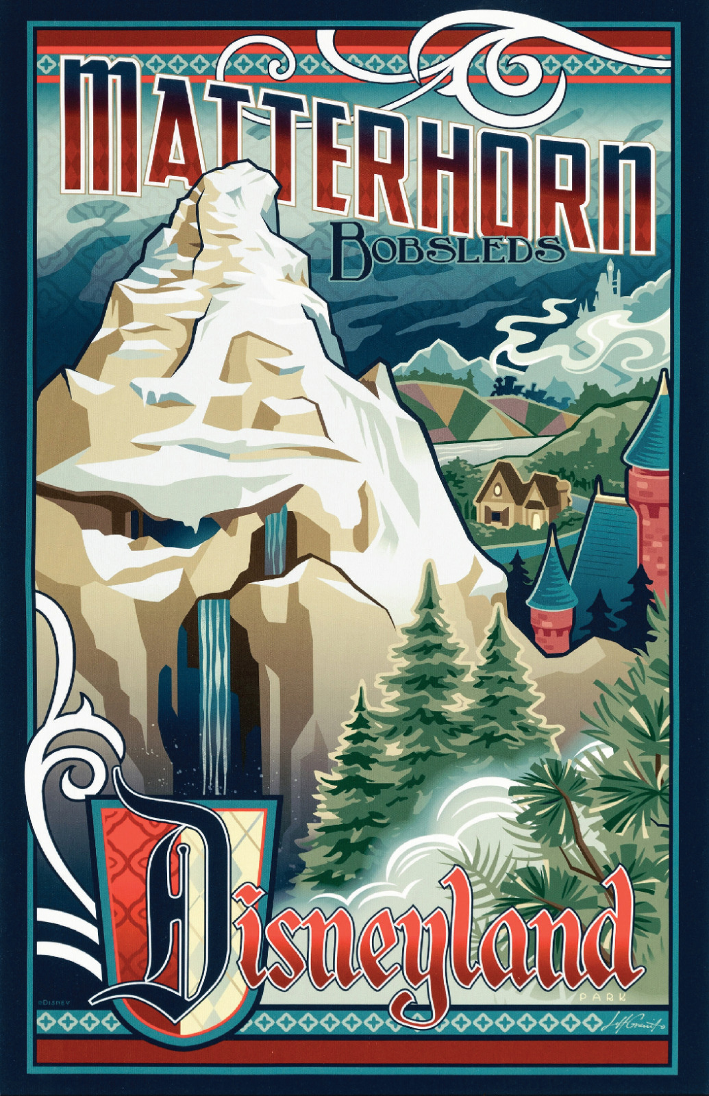 Fantasyland Matterhorn Bobsleds Disneyland Ride Attraction 11x17 Poster Print