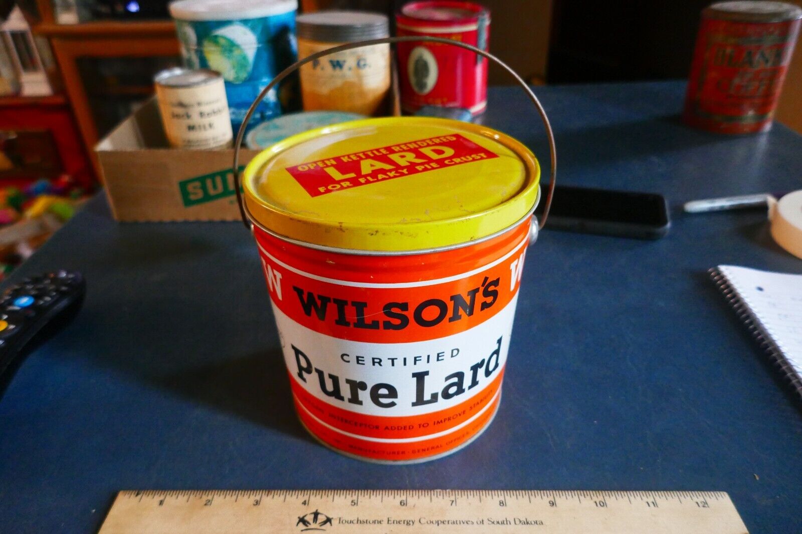 Vintage Empty 4 lb Size Lard Tin Can Wilson\'s Nice Lot 24-14-PP-CH