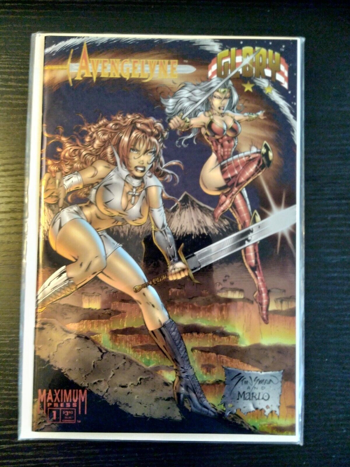 Avengelyne/Glory #1 1995 Image Comics Chrome Foil Wrap Cover High Grade Comic