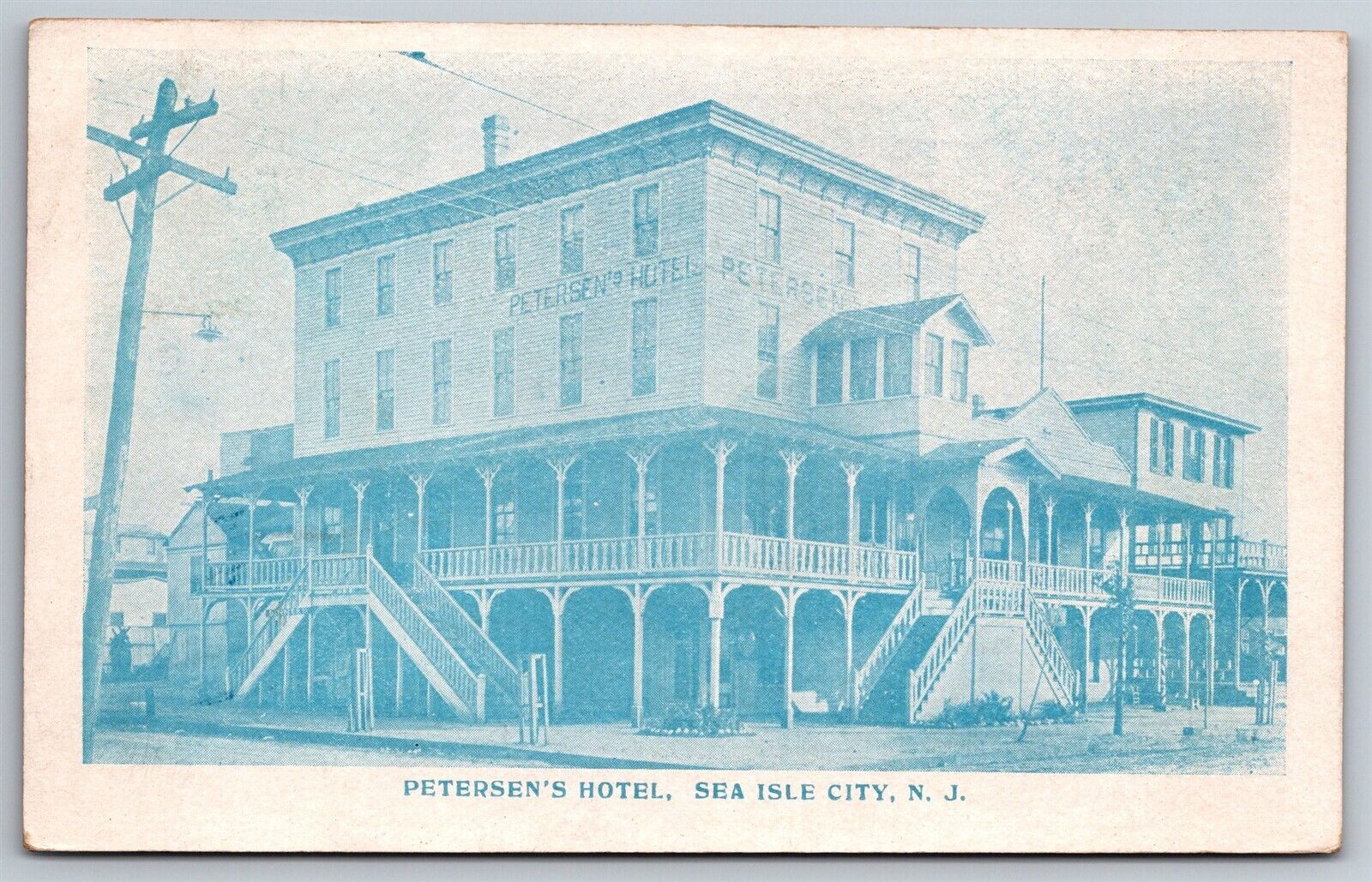 Petersen\'s Hotel Sea Isle City NJ Rare Picture Vintage C1907 DB Postcard M7