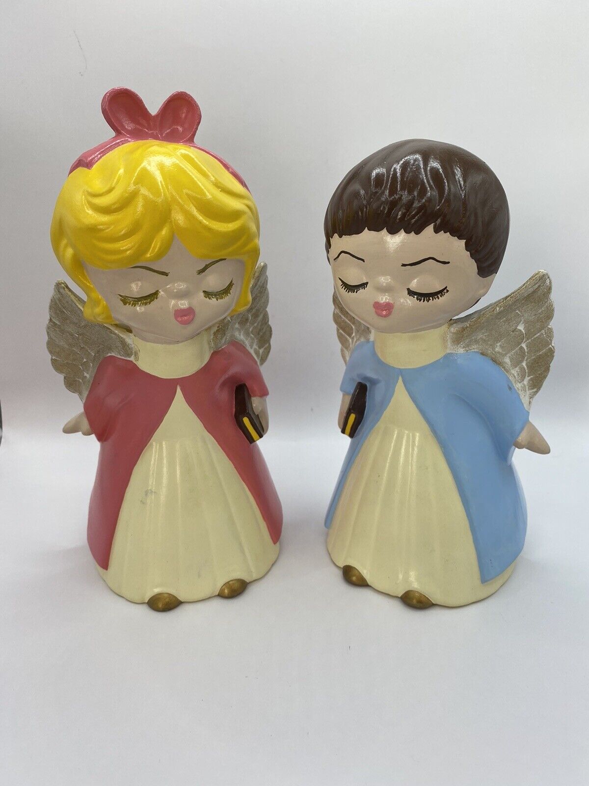 Vintage Christmas Ceramic Kissing Angels Figurines