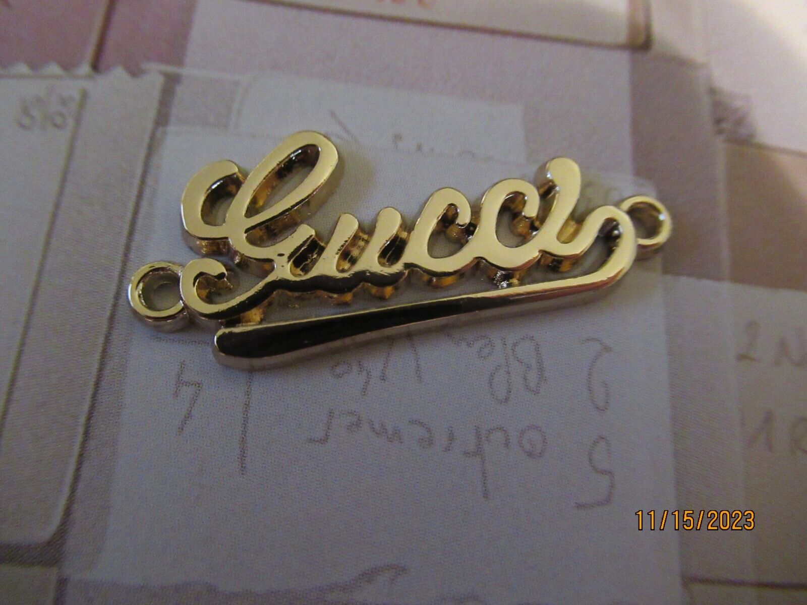 GUCCI  ZIP PULL  CHARM 32X14MM VIVID gold tone,  METAL  THIS IS FOR 1