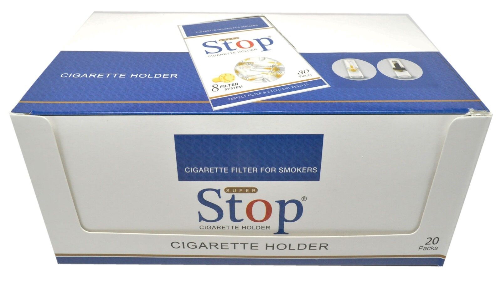 New 8-hole Super Stop Cigarette Filters 20 packs 600 filters Cut the Tar and Nic