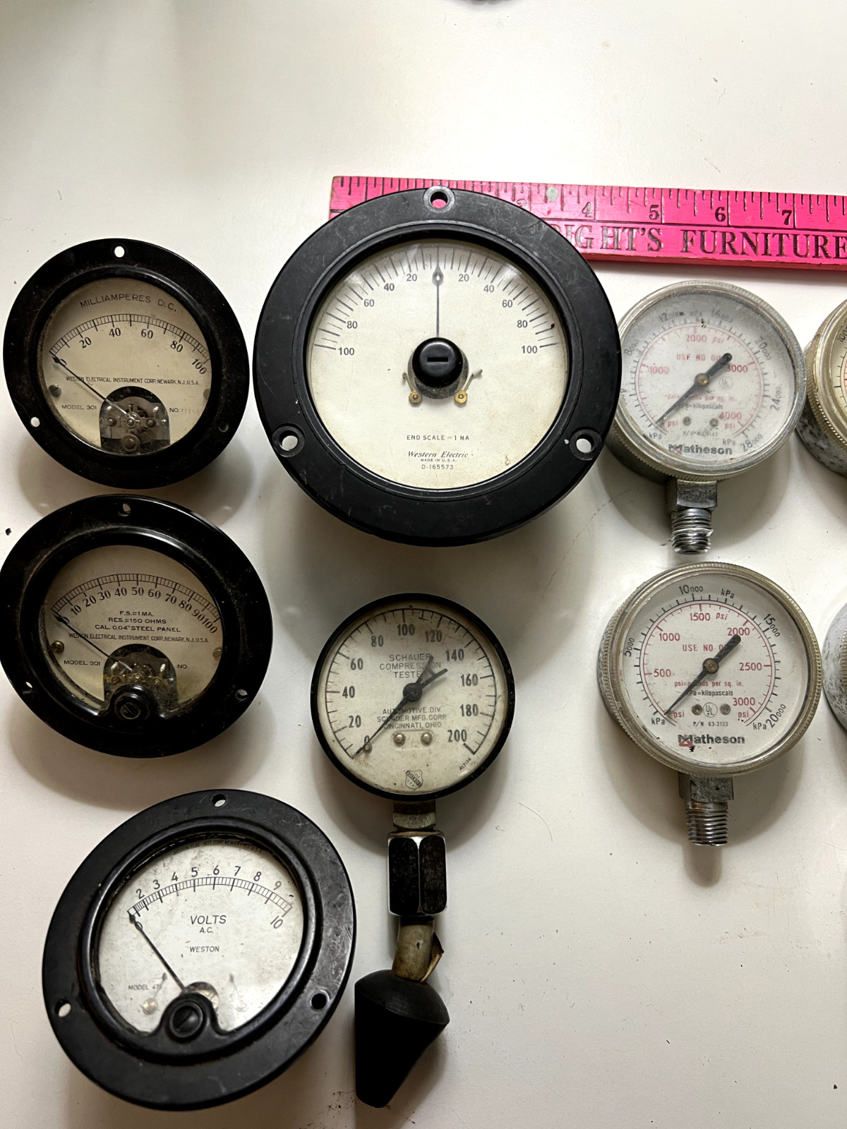 Lot of 10Vintage Gauges Western Electric Weston Voltmeter Compression STEAMPUNK