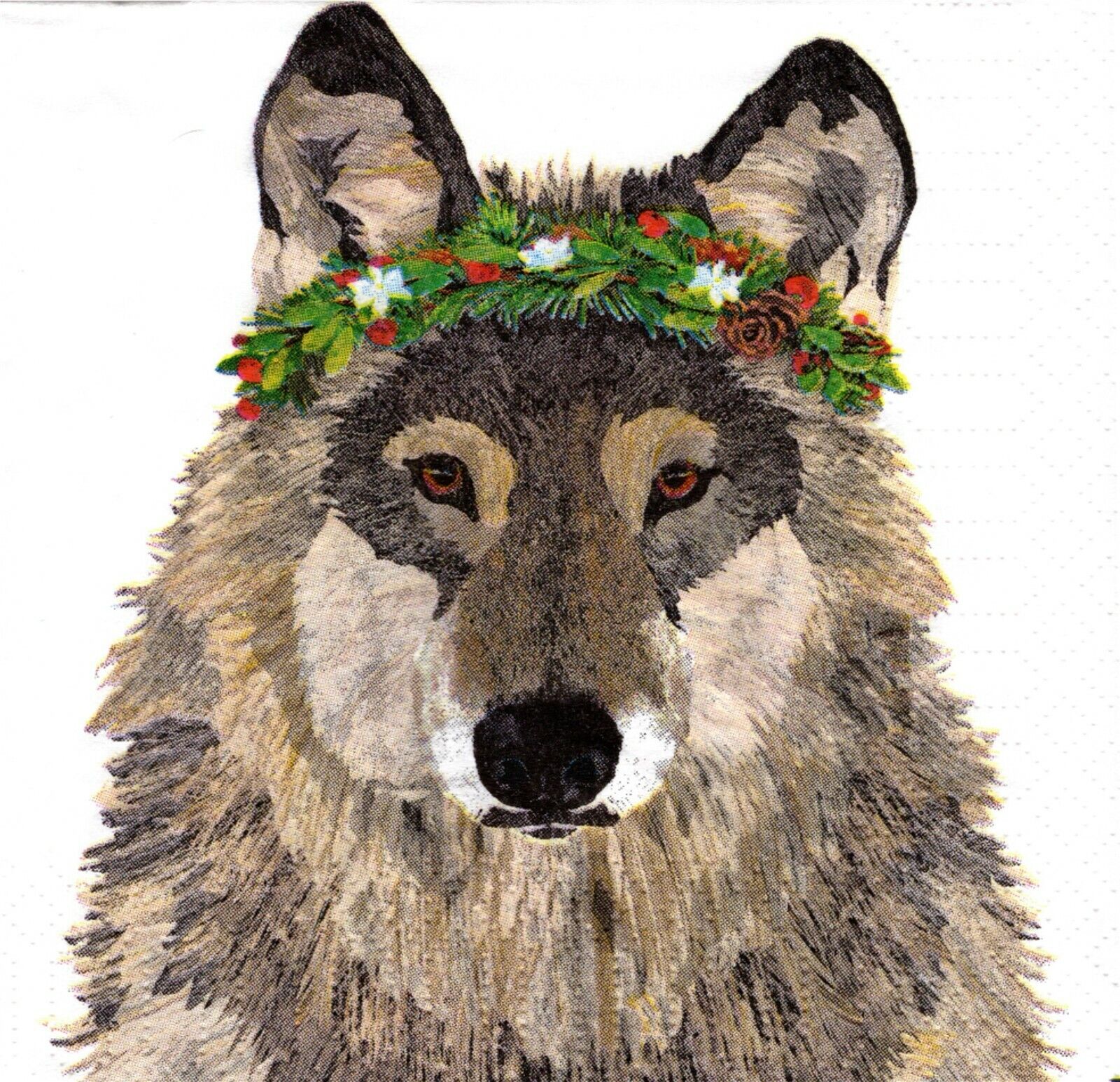 (2) Two Paper Beverage Napkins for Decoupage/Mixed Media - Glacier Wolf