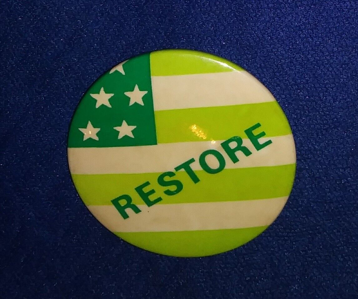 RESTORE THE PLANET EARTH ECOLOGY ENVIRONMENT CLIMATE CHANGE PINBACK BUTTON