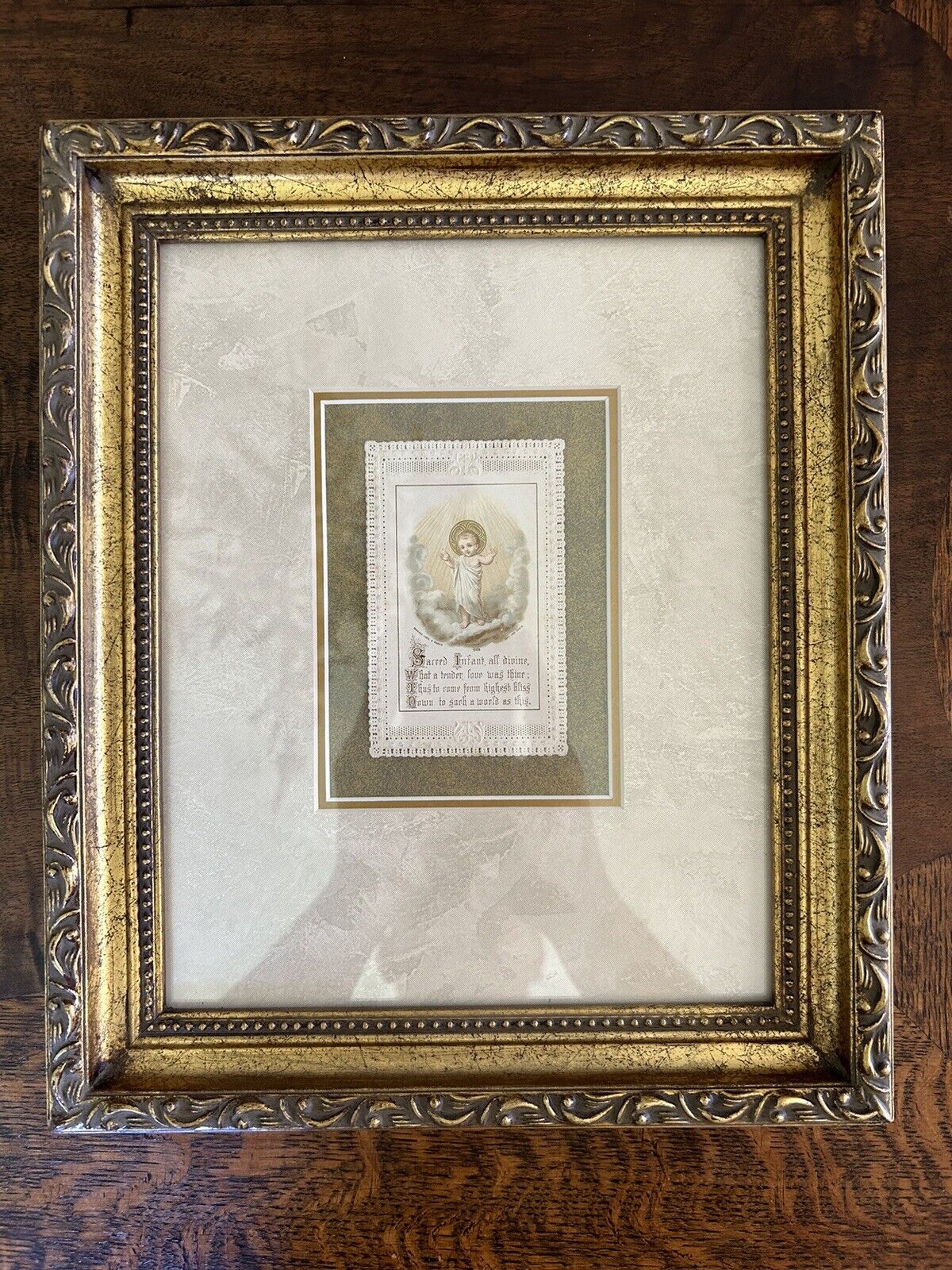 Early 1900’s Antique Prayer Card Framed w/ UV Protect Bouasse-Lebel & Massim