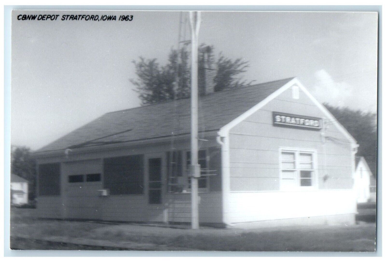 1963 C&NW Depot Stratford Iowa Railroad Train Depot Station RPPC Photo Postcard