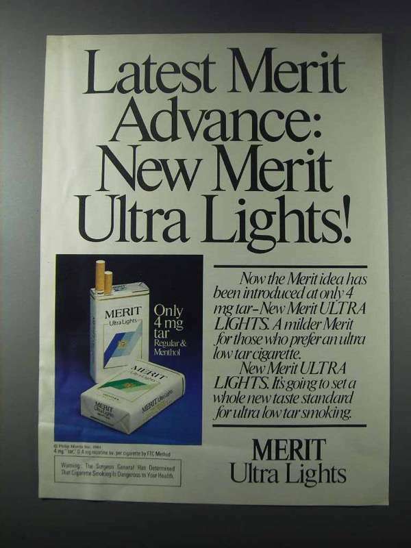 1981 Merit Ultra Lights Cigarettes Ad - Advance