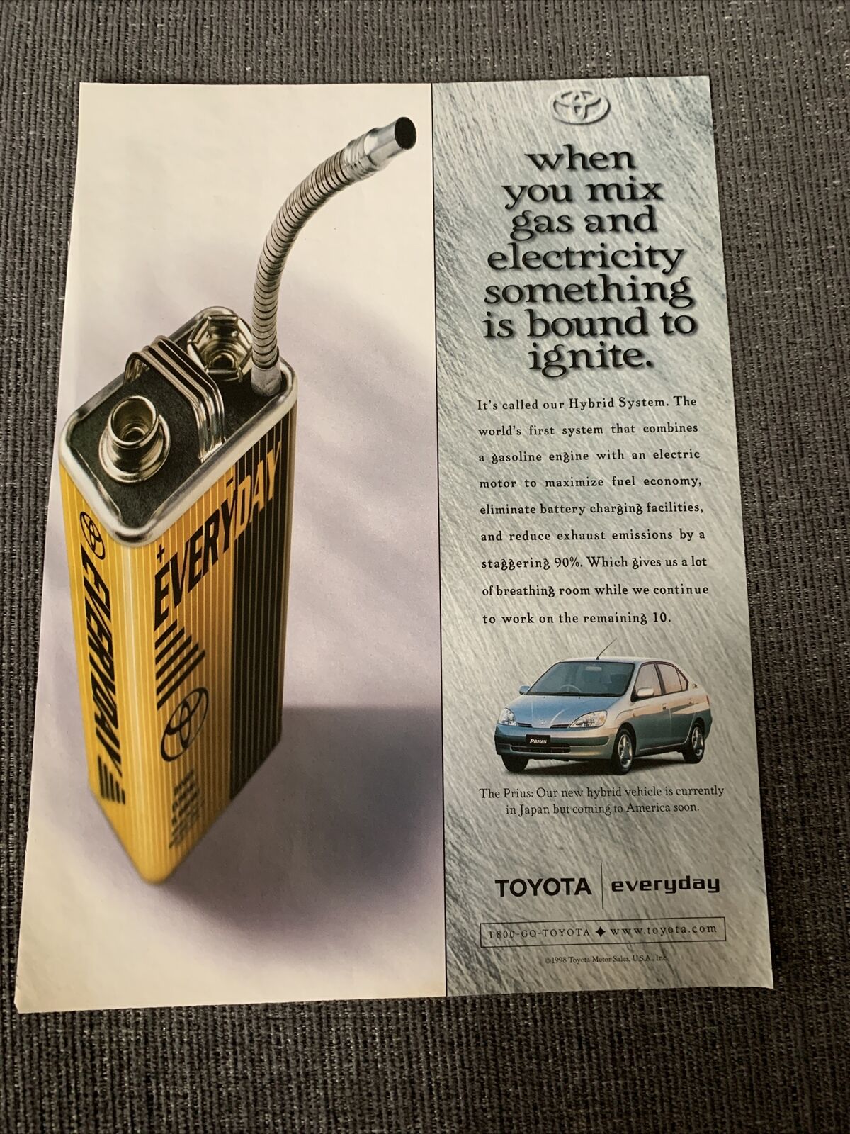 1998 Toyota Prius Ad Hybrid Coming To America Soon Battery 