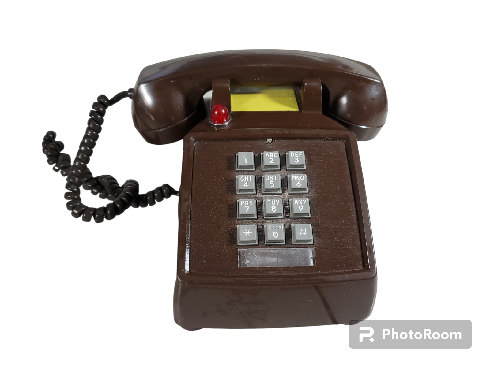 Vintage ITT Touch Tone Desk Top Phone Brown with Red Light Alert