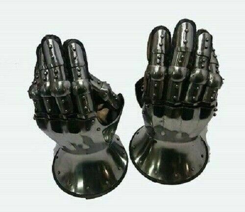 SCA LARP Medieval Knight Gauntlets Functional Armor Gloves Leather Steel