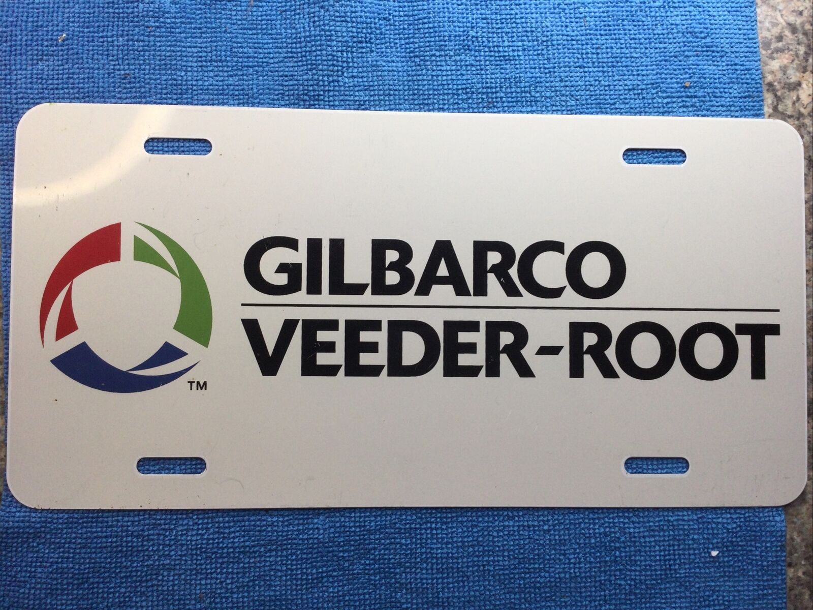 Vintage GILBARCO VEEDER-ROOT company car tag license plate Metal