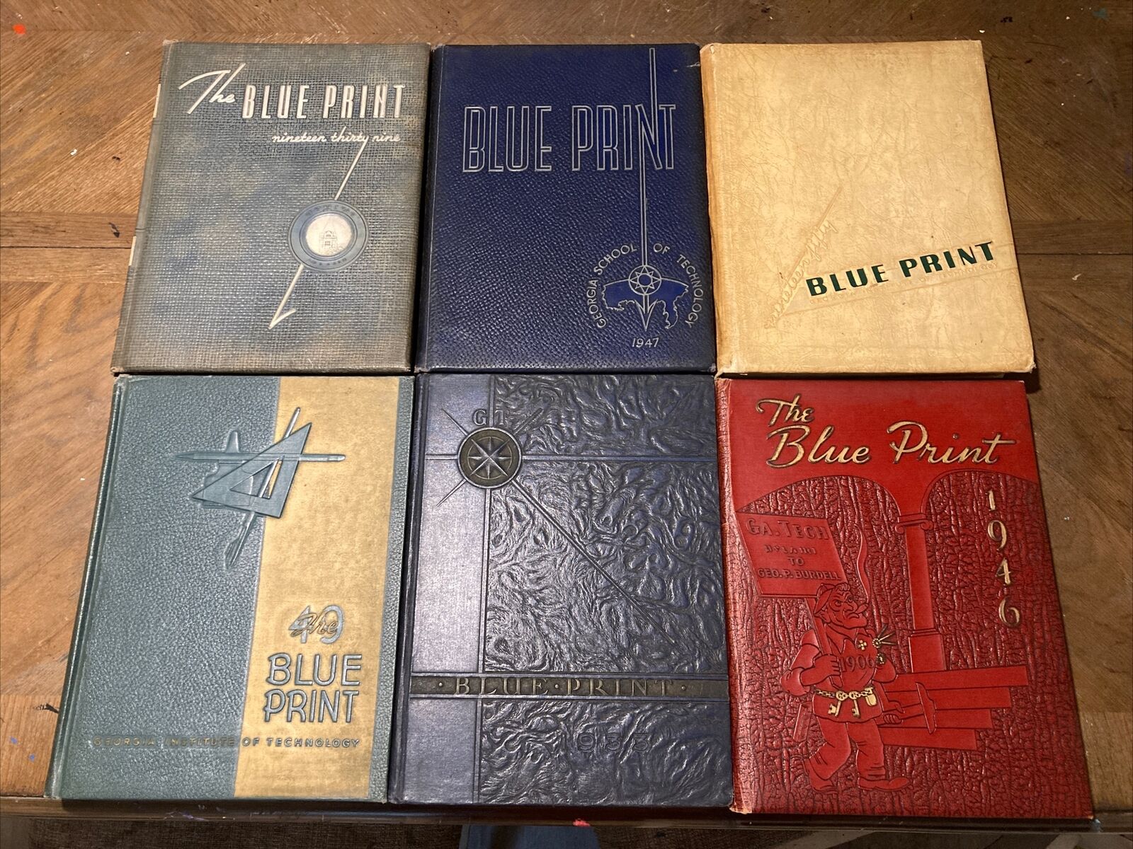 Georgia Tech The Blue Print  1930’s 40’s Year Book Lot : 1933, 39 ,46 ,47