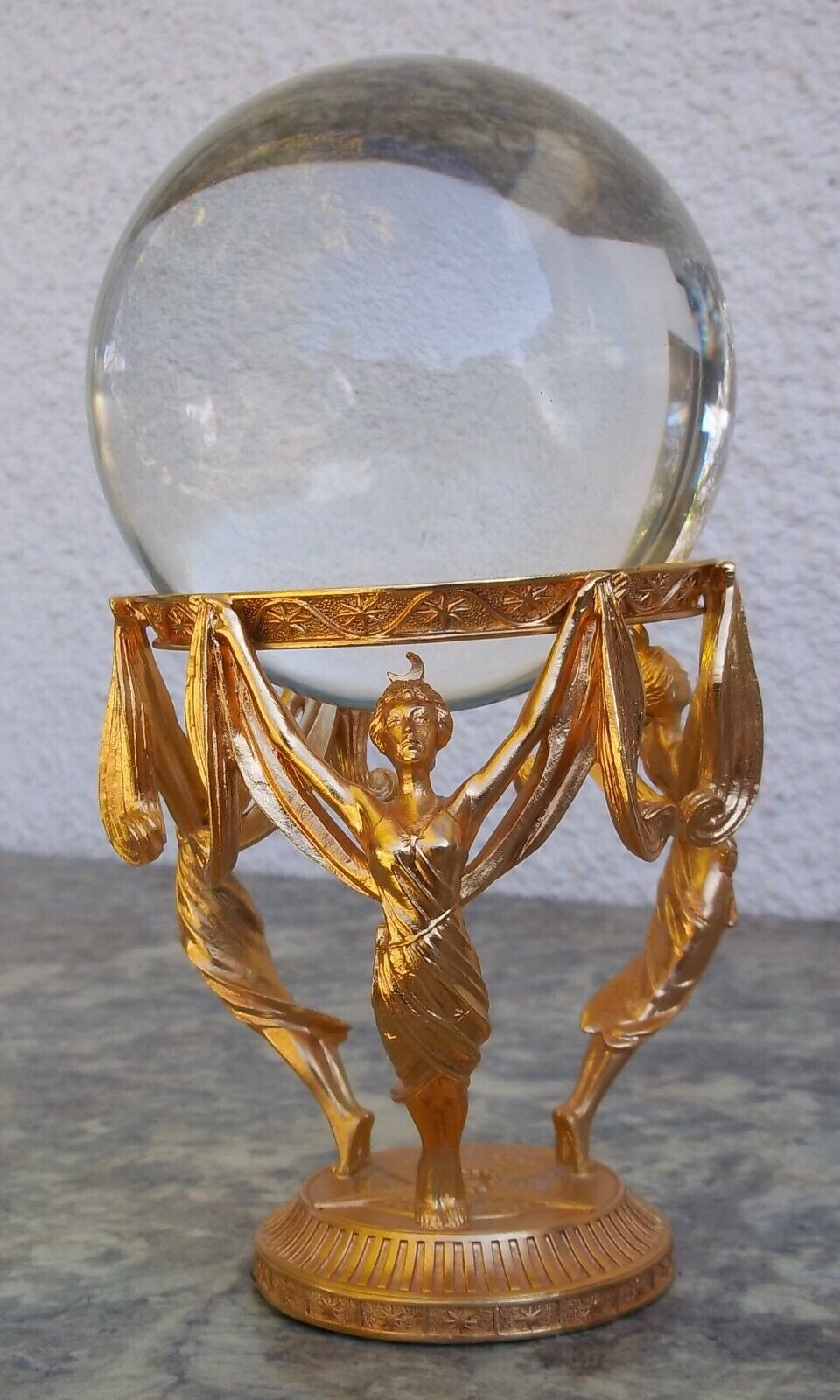 Vintage Rare Crystal Visions 1989 Franklin Mint Ball Stand 24K Gold Plated Fate