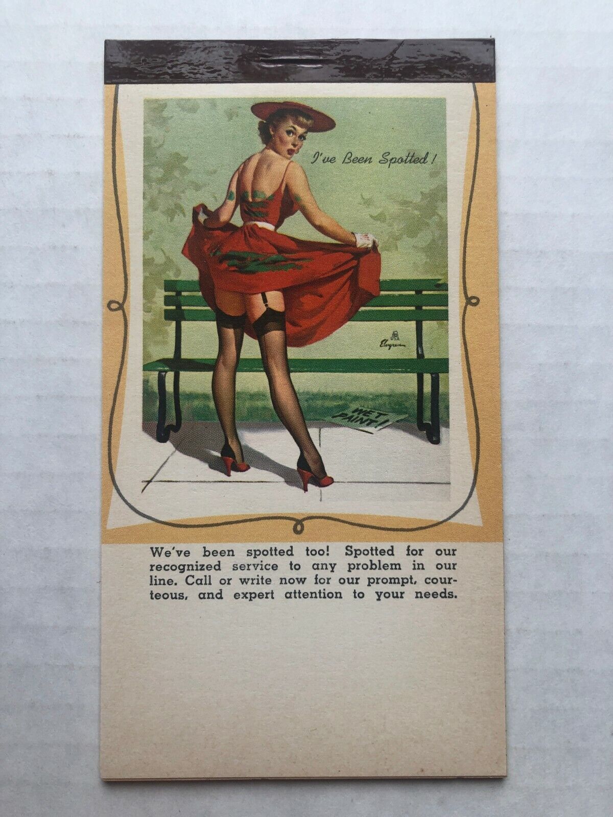 May 1958-59 Pinup Girl Notepad by Elvgren - I've Been Spotted