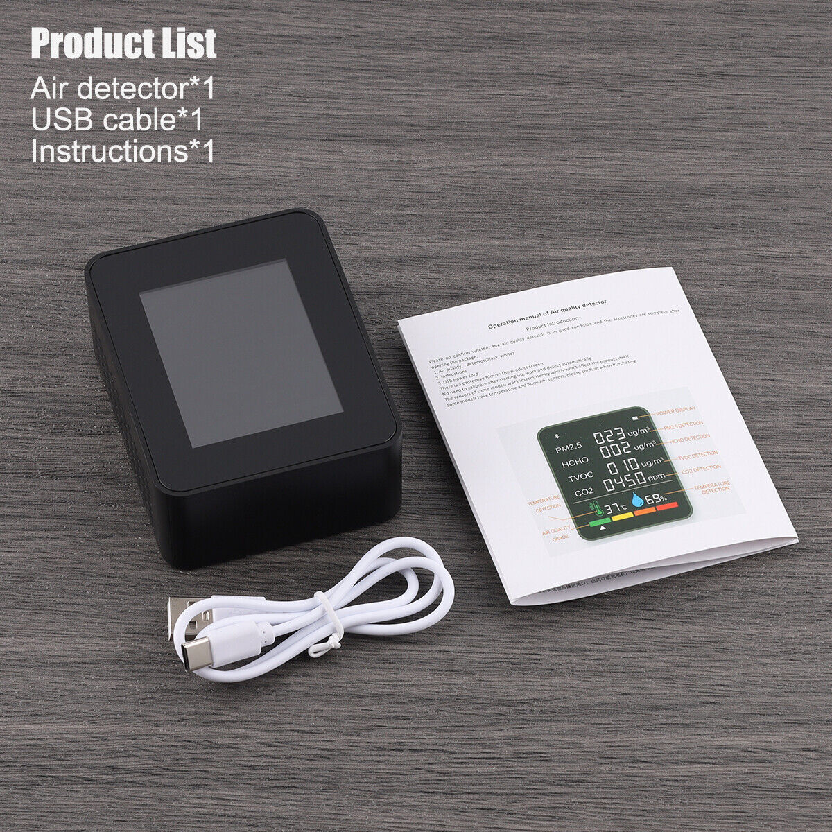 Air Quality Monitor 6 In 1 CO2 Multifunctional-Carbon Dioxide Level Controller.