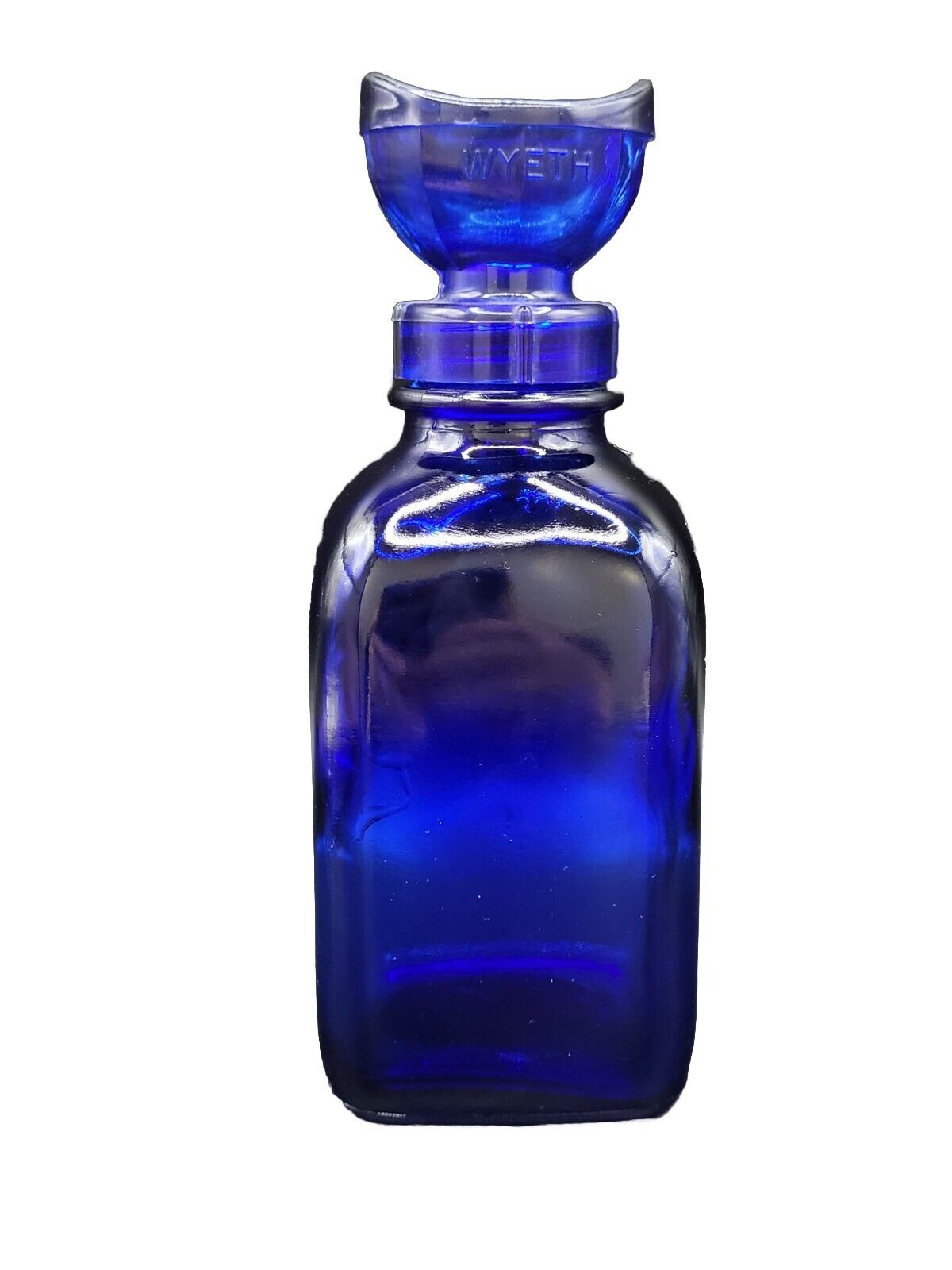 Vintage Cobalt Blue Glass Wyeth Collyrium Soothing Eye Lotion Bottle Classic 4