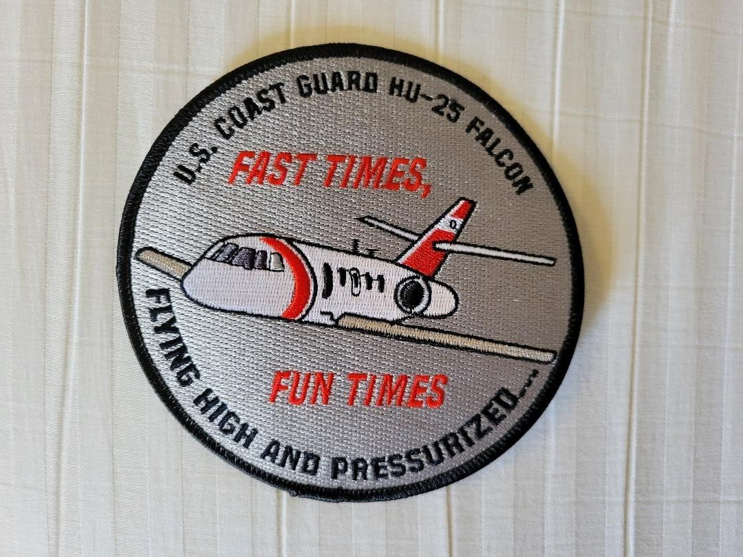 New USCG FLYING HIGH and Pressurized  in a COAST GUARD  FALCON JET  HU-25  PATCH