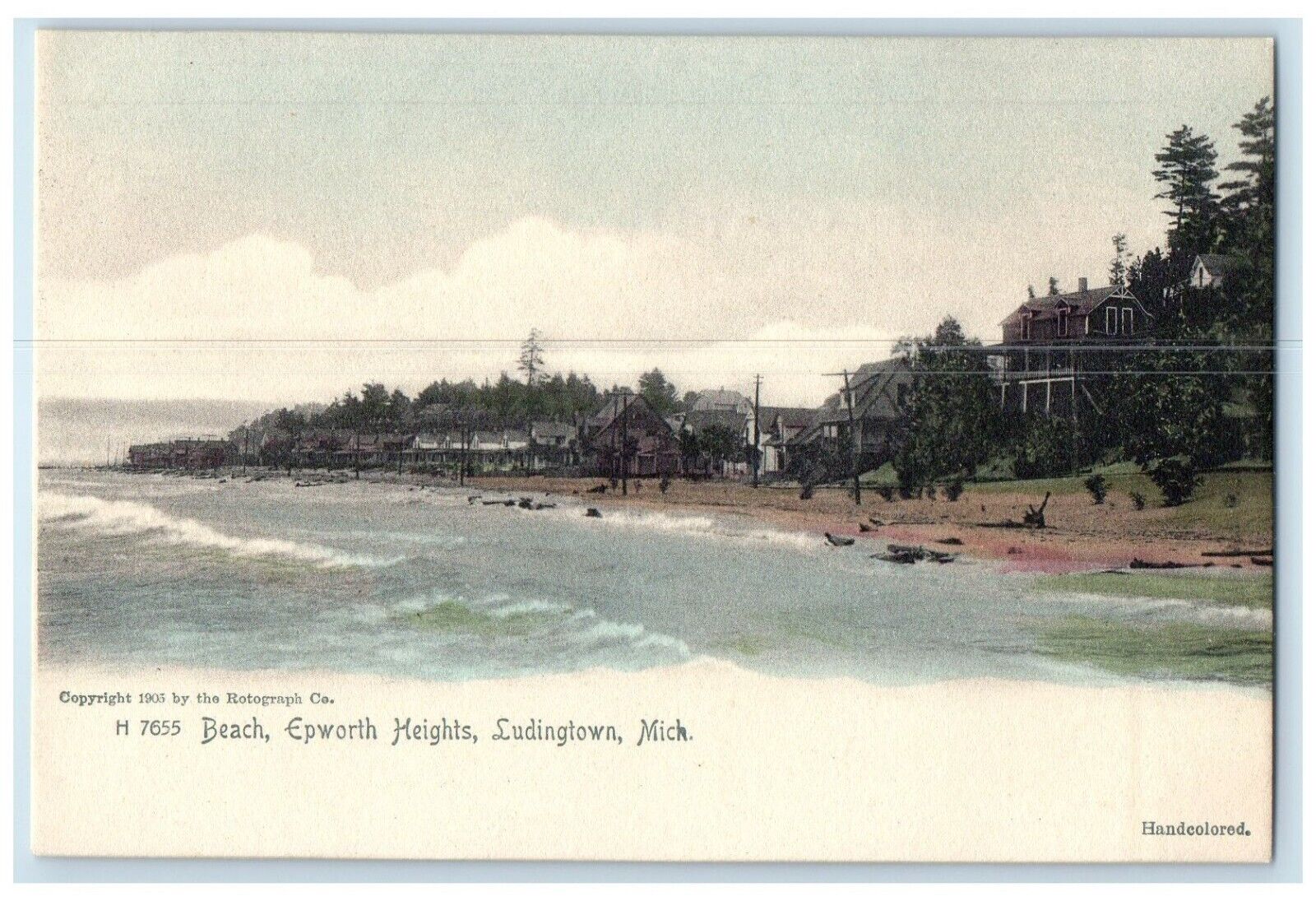 c1905 Scenic View Beach Epworth Heights Ludington Michigan MI Unposted Postcard