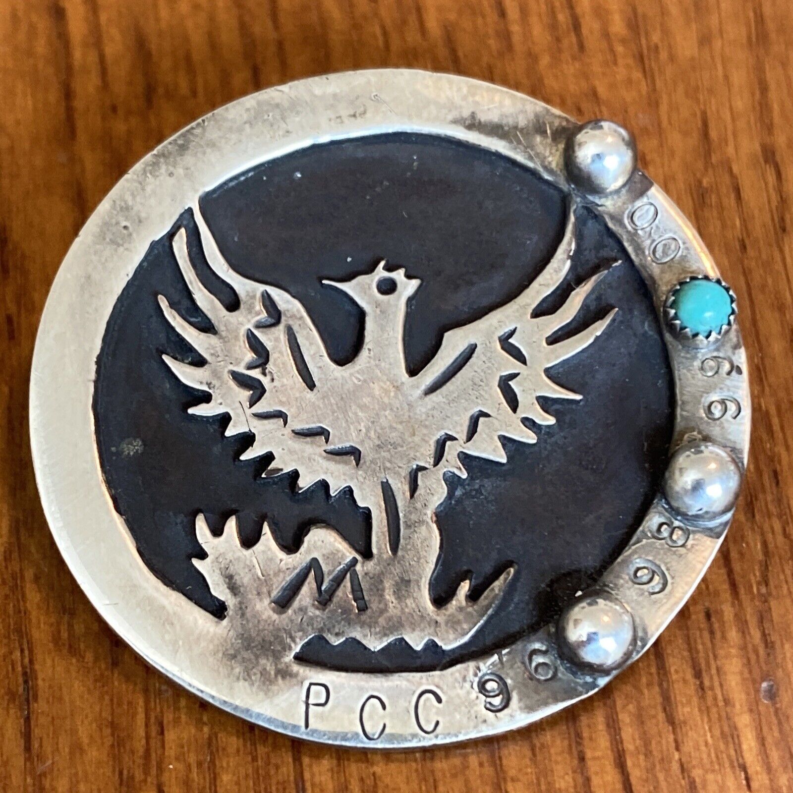 vintage Unique brooch Signed JB for PCC Phoenix logo Dates sterling silver 14