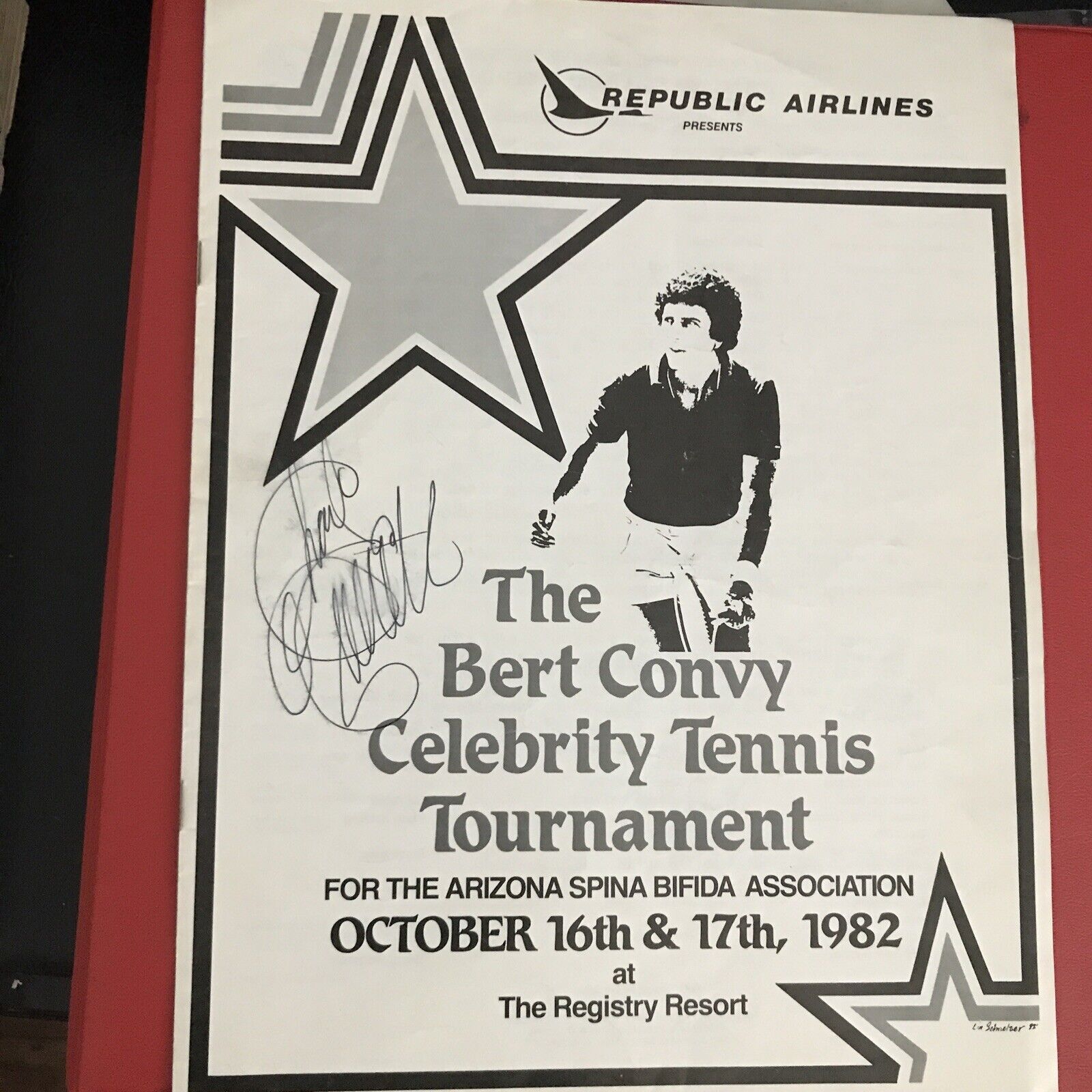 Bert Convy Celebrity Tennis Tournament 1982 Chad Everett, B. Kopell Signatures