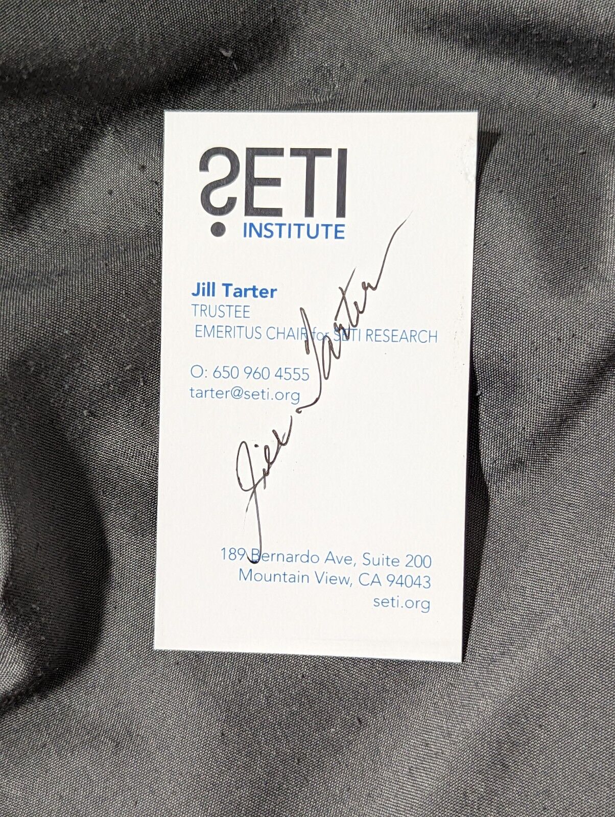 Jill Tarter SETI astronomer signed autographed business card