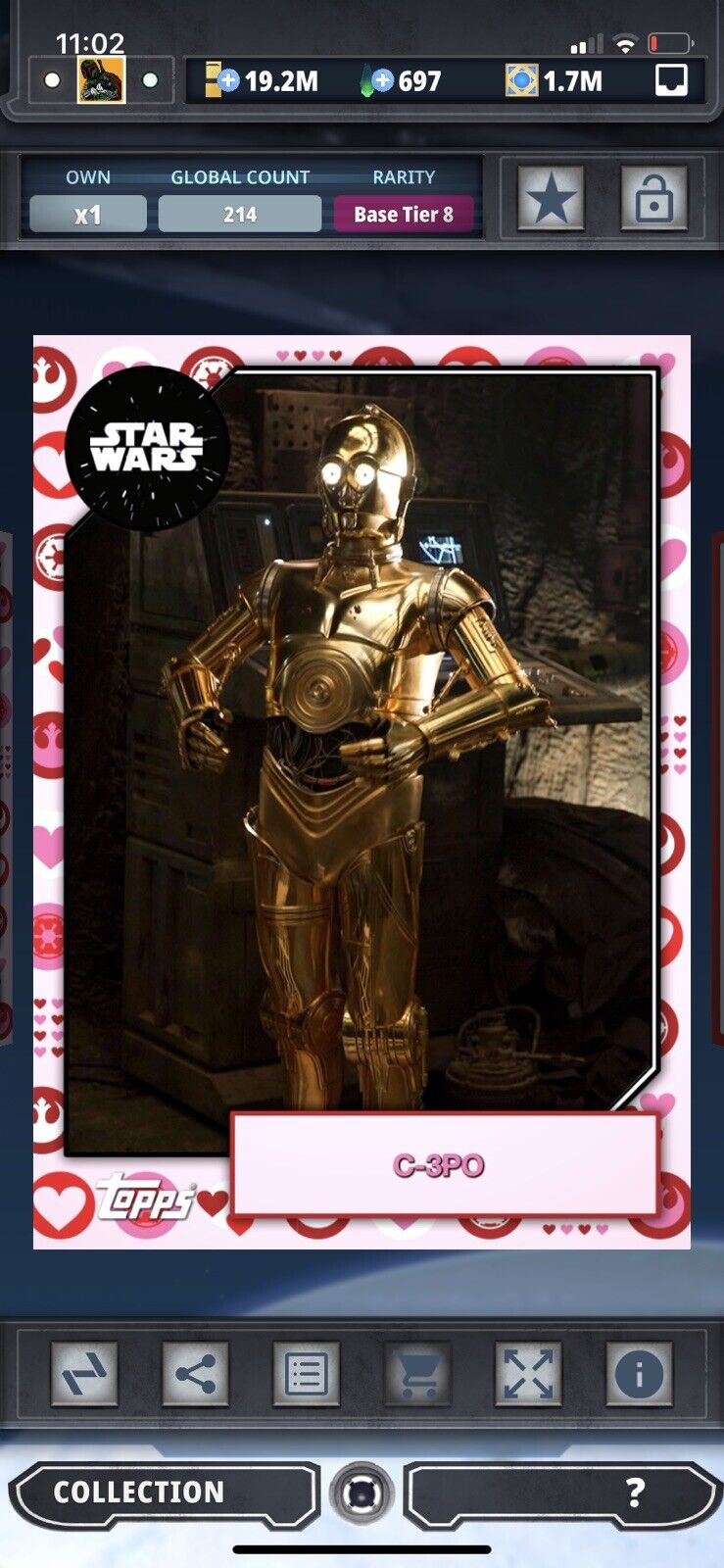 Topps Star Wars Digital Card Trader Tier 8 - Valentines 2 C-3PO 2019 Base